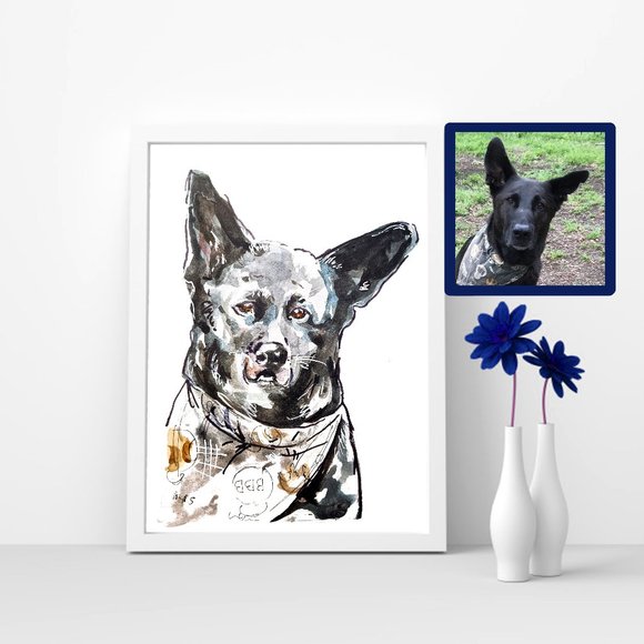 Other - Customizable Puppy Pet Portrait Watercolor Art